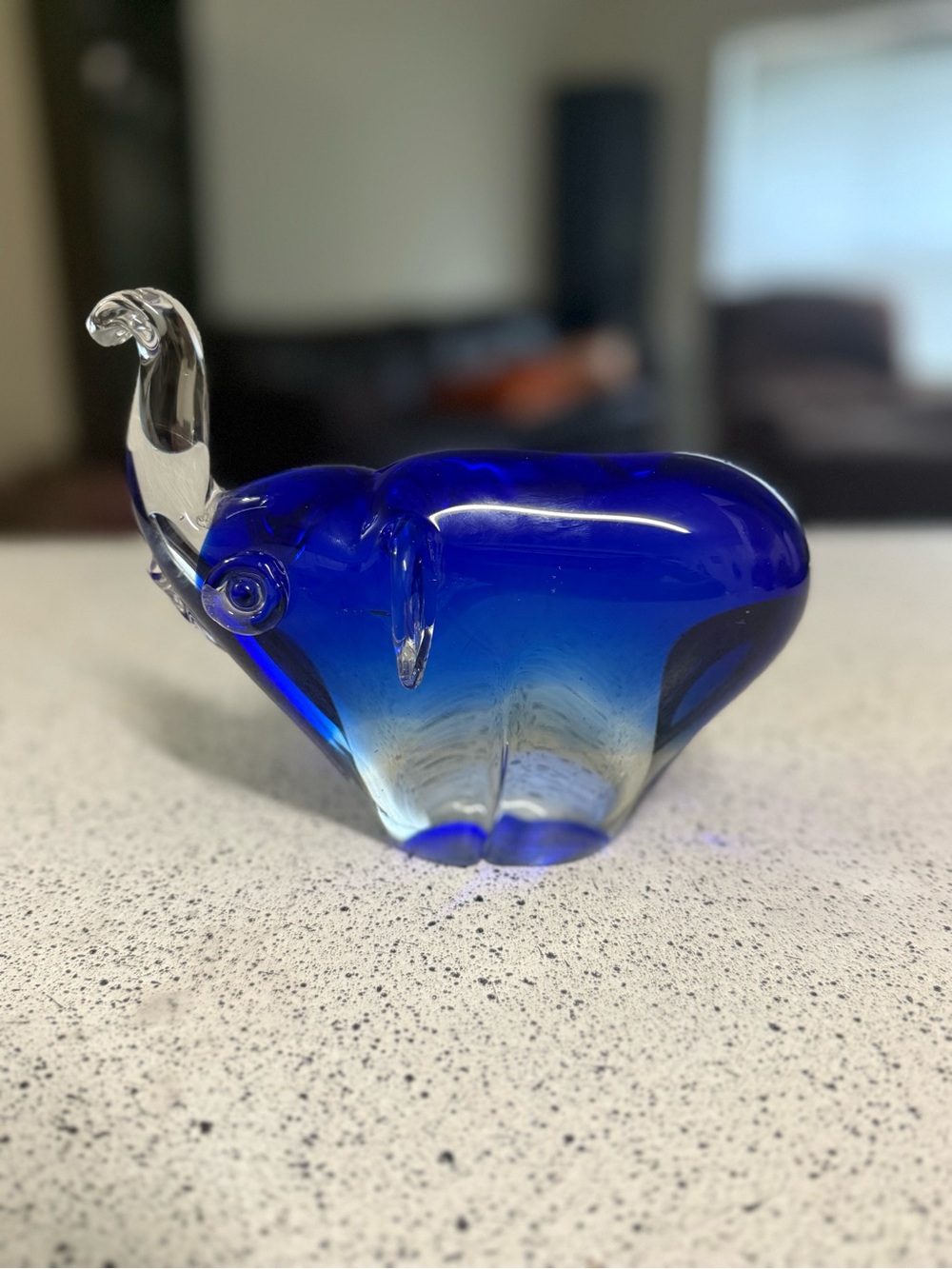 Vintage Murano Art Glass Cobalt Blue Elephant Figurine, 7 1/4" Long " x 7" Tall